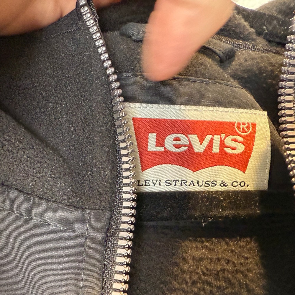 Levi's Mens Black Full Zip Fleece Hoodie Jacket with Pockets Size L - Picture 2 of 8